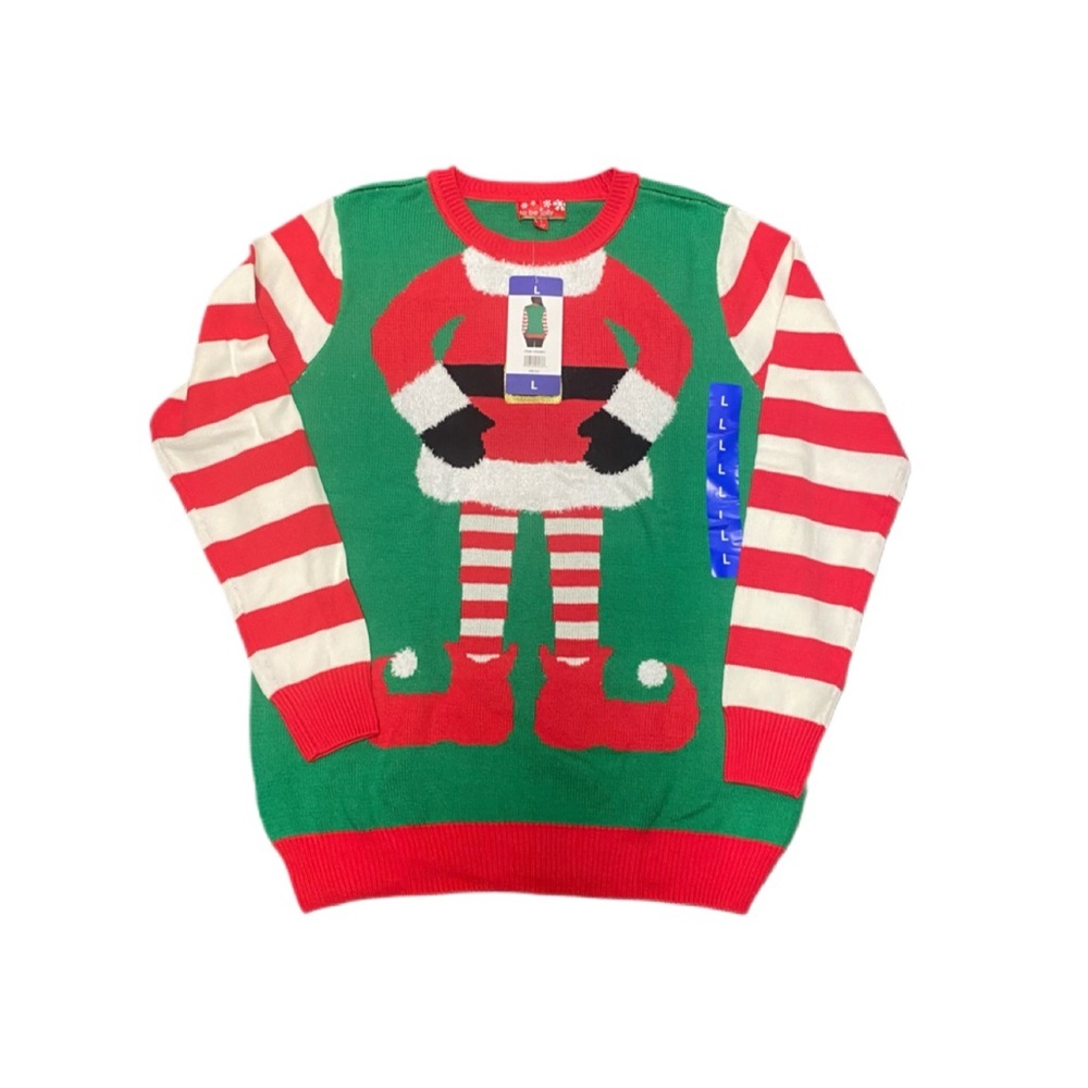 To Be Jolly Women’s NWT Mrs. Elf Holiday Christmas Novelty Ugly Sweater Sz L